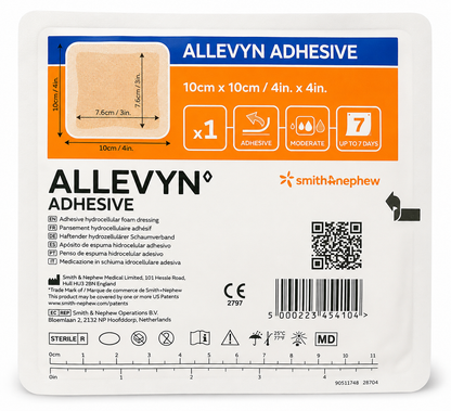 Allevyn Adhesive 10x10cm Box of 10 | Foam Wound Dressings Sterile