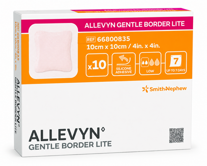 Allevyn Gentle Border Lite 10x10cm Box of 10 | Foam Dressings