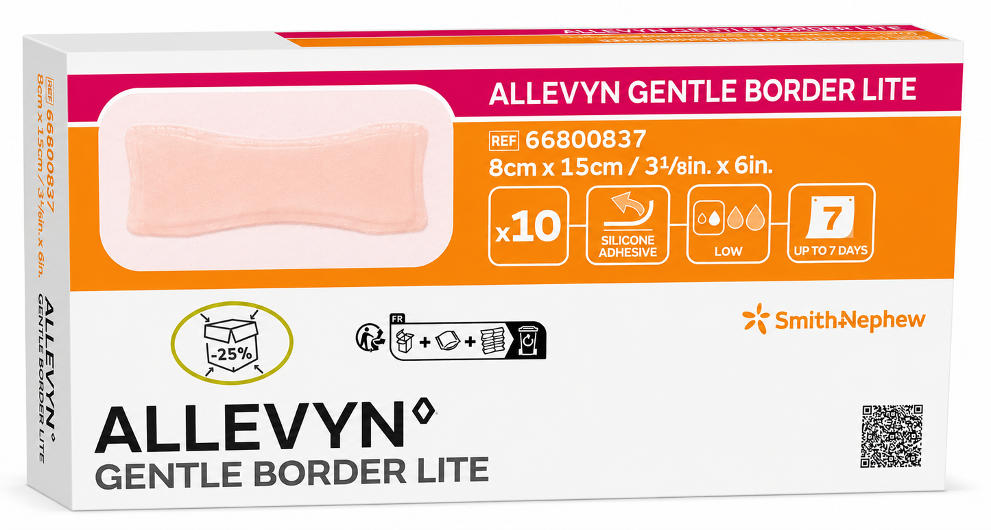 Allevyn Gentle Border Lite 8x15cm Box of 10 | Foam Wound Dressings