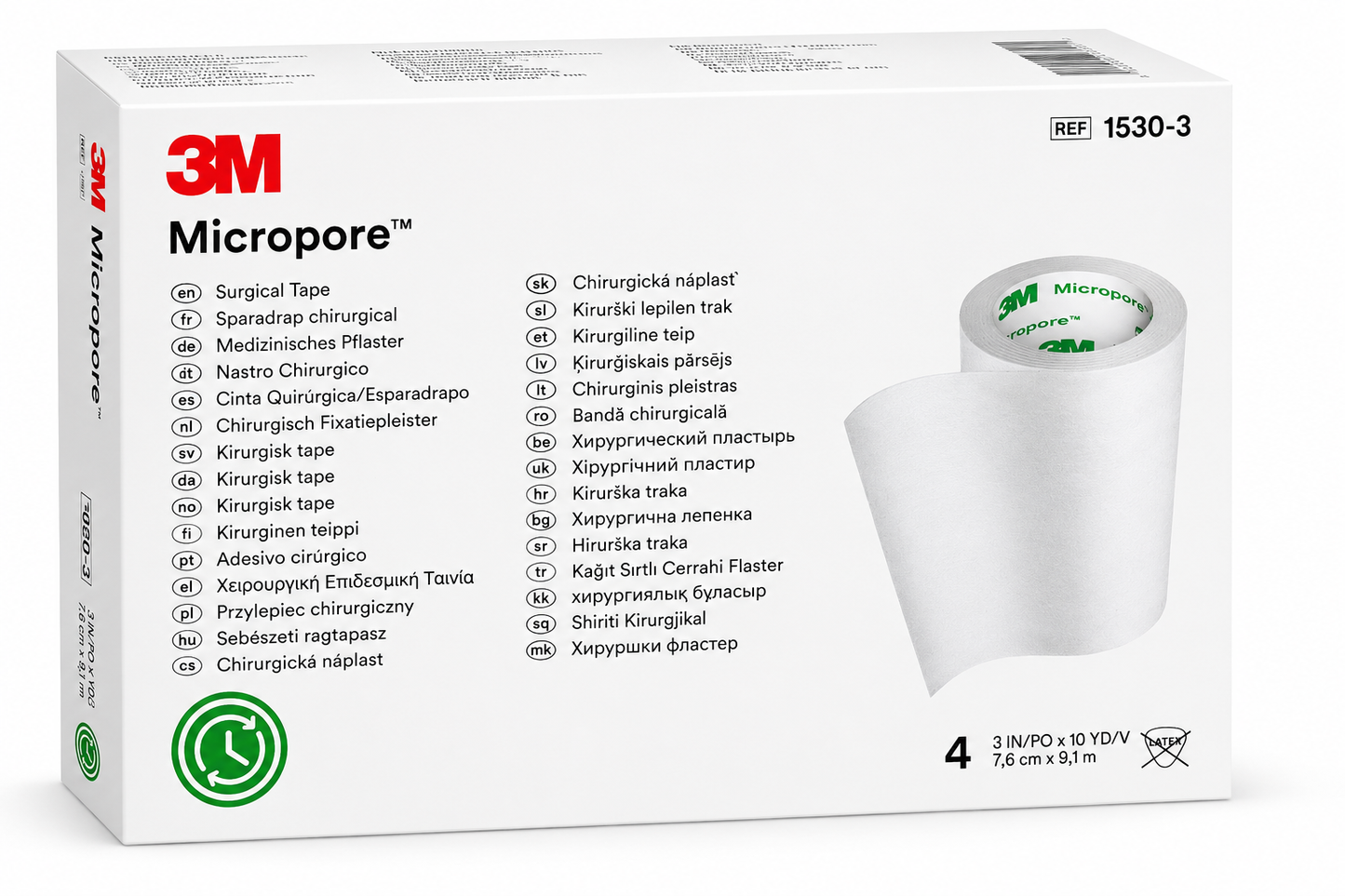 3M Micropore White 7.5cm Box of 4 | Hypoallergenic Surgical Tape