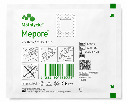 Mepore 7x8cm Box of 55 | Sterile Self Adhesive Wound Dressings