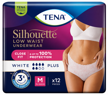 TENA Silhouette Plus White Medium Pack of 12 x 6 Case | Incontinence Pants