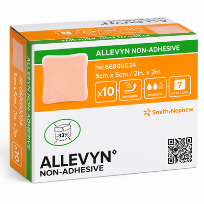 Allevyn Non Adhesive 5x5cm Box of 10 | Foam Wound Dressings Sterile