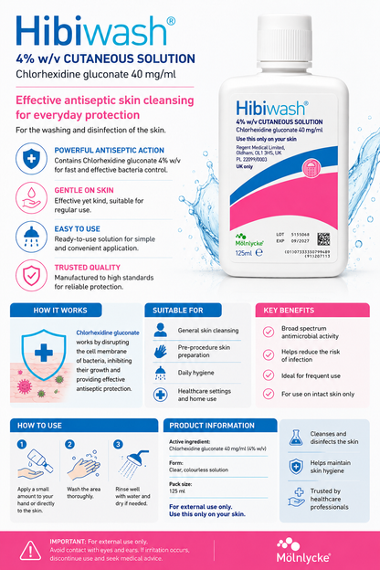 Hibiwash Antimicrobial Skin Cleanser – 125ml