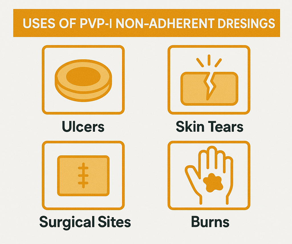 Pack of 10 Inadine Dressings - Non-Adherent Pads for Wound Care & Infection Prevention | Sterile Pads | Infection Management