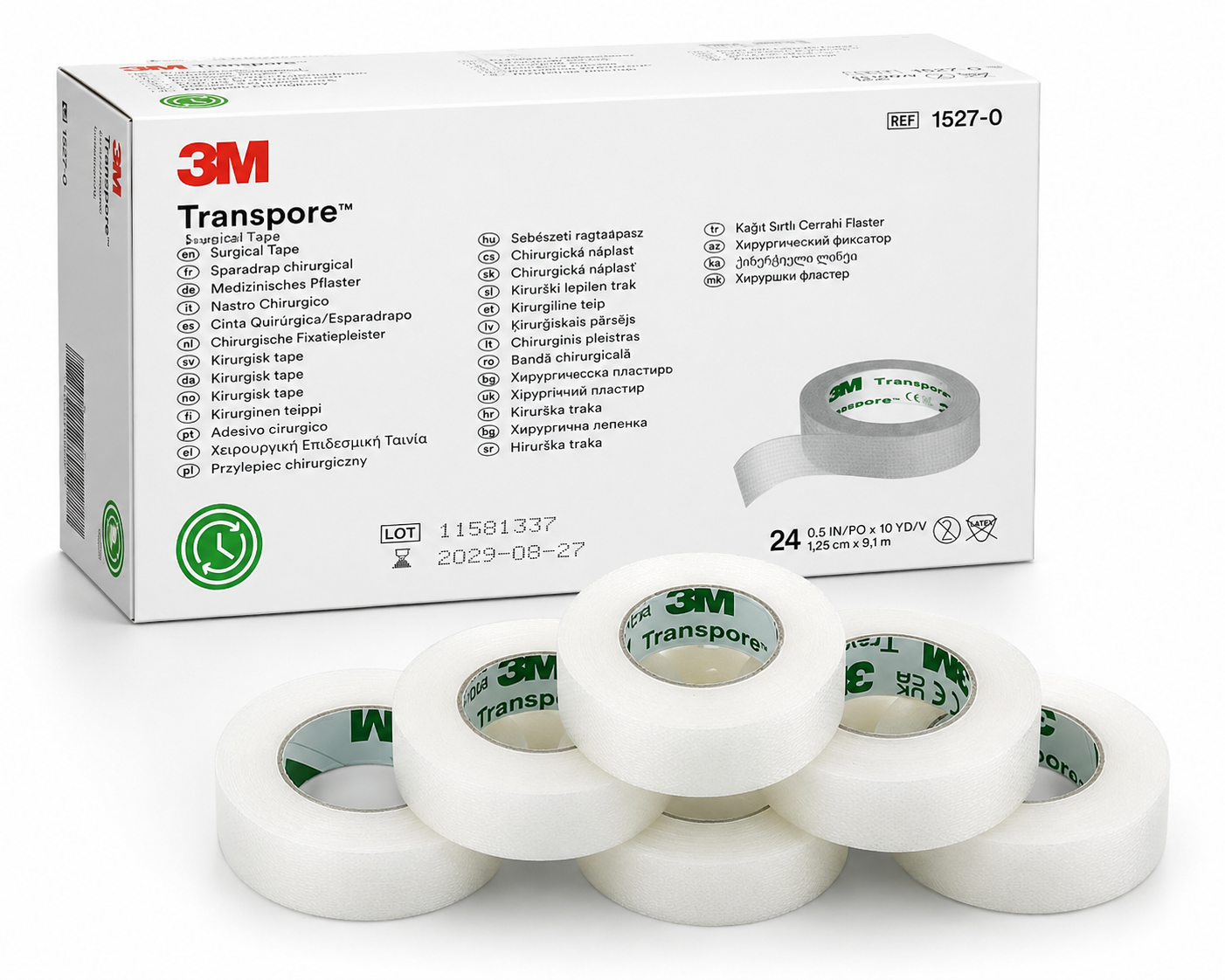 3M Transpore Tape 1.25cm Box of 24 | Transparent Medical Tape Rolls