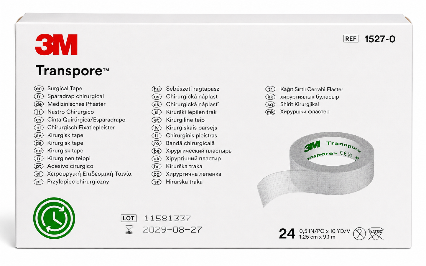 3M Transpore Tape 1.25cm Box of 24 | Transparent Medical Tape Rolls