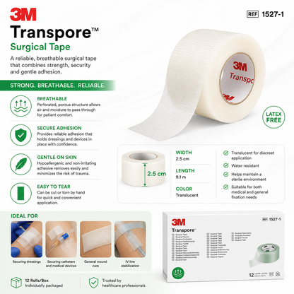 Transpore Tape 2.5cm Pack of 4 | Transparent Medical Surgical Tape
