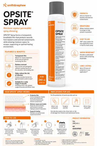 Opsite Spray 240ml 1 Can | Waterproof Protective Film Dressing Spray