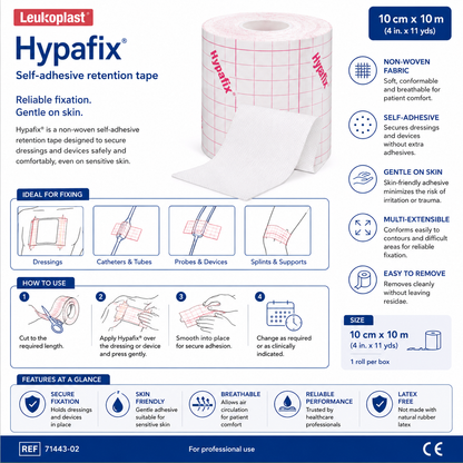 Hypafix 10cm x 10m | Self Adhesive Fixation Tape Dressing Retention