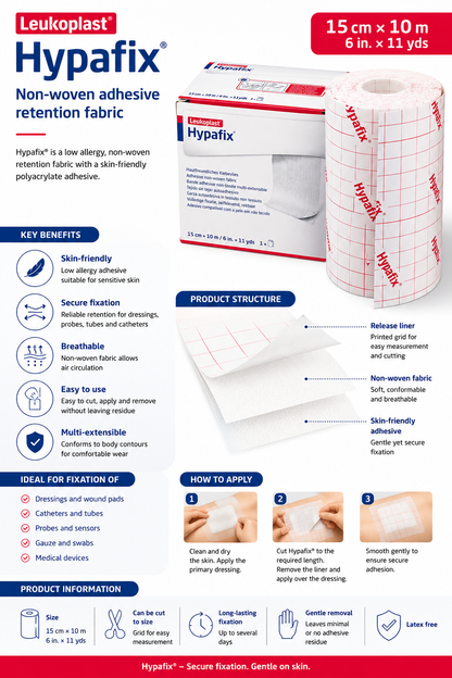 Hypafix 15cm x 10m | Self Adhesive Fixation Tape Dressing Retention
