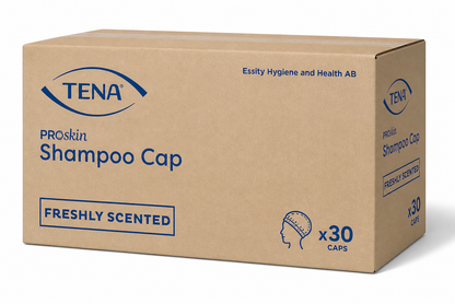 TENA Shampoo Cap x30 Case | Rinse Free Hair Wash Caps No Water Needed