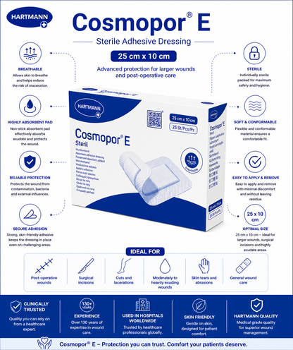 Cosmopor E 25x10cm Box of 25 | Sterile Adhesive Wound Dressings