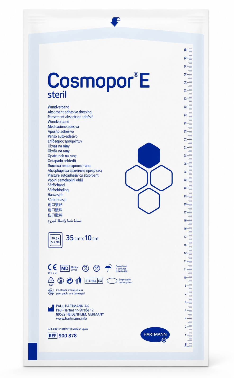 Cosmopor E 35x10cm Box of 25 | Sterile Adhesive Wound Dressings