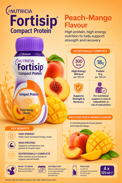 Fortisip Compact Protein Peach Mango 125ml x24 | Nutritional Drink Case