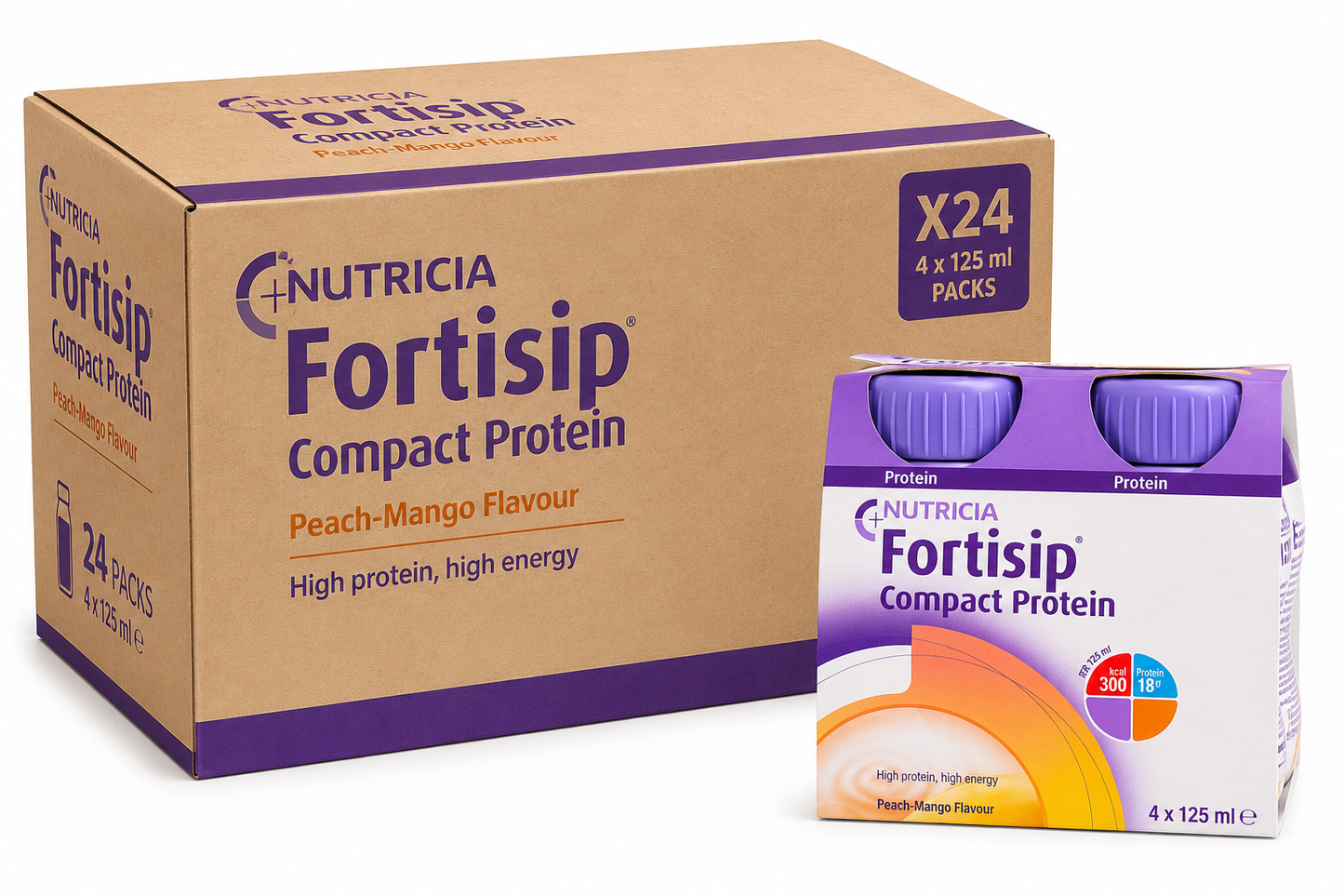 Fortisip Compact Protein Peach Mango 125ml x24 | Nutritional Drink Case