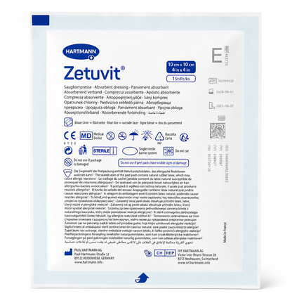 Zetuvit E Sterile 10x10cm Box of 25 | Absorbent Wound Dressings