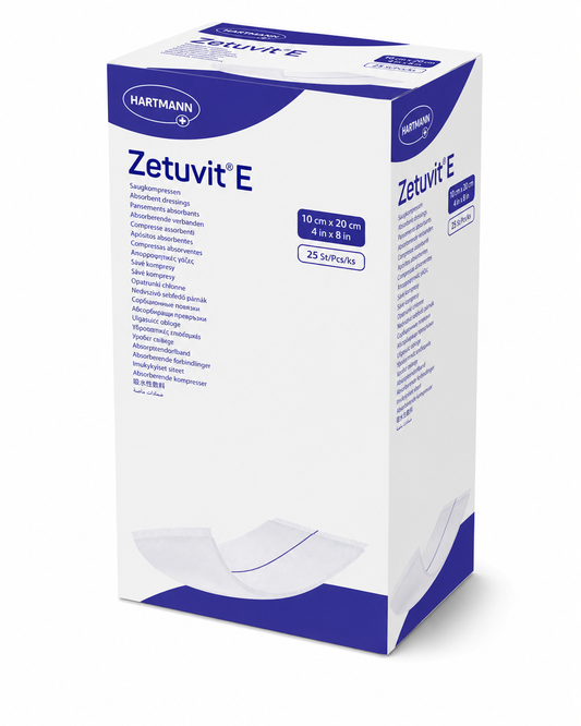 Zetuvit E Sterile 10x20cm Box of 25 | Absorbent Wound Dressings