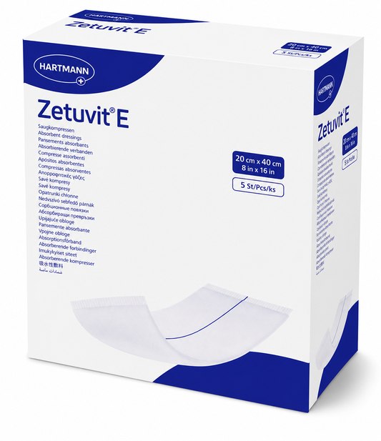 Zetuvit E Sterile 20x40cm Box of 5 | Absorbent Wound Dressings