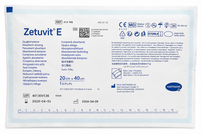 Zetuvit E Sterile 20x40cm Box of 5 | Absorbent Wound Dressings