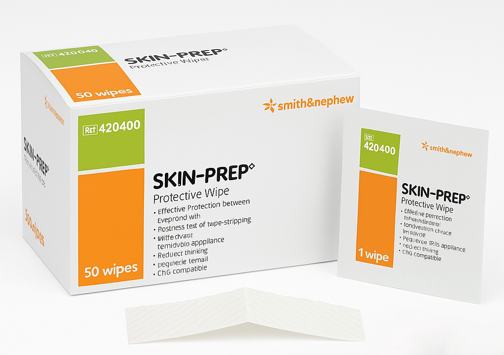 Skin-Prep Protective Wipes Box of 50 | Skin Barrier Wipes for Dressings