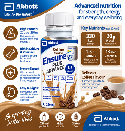 Ensure Plus Advance – Coffee Flavour – 220ml – Full Case of 24 Bottles