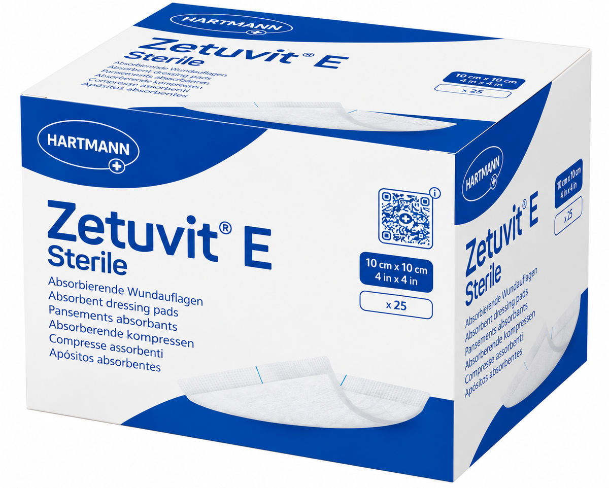 Zetuvit E Sterile 10x10cm Box of 25 | Absorbent Wound Dressings