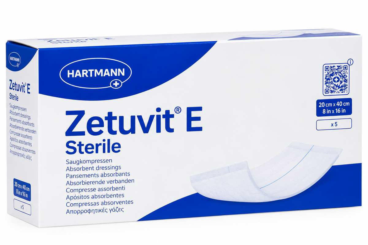Zetuvit E Sterile 20x40cm Box of 5 | Absorbent Wound Dressings