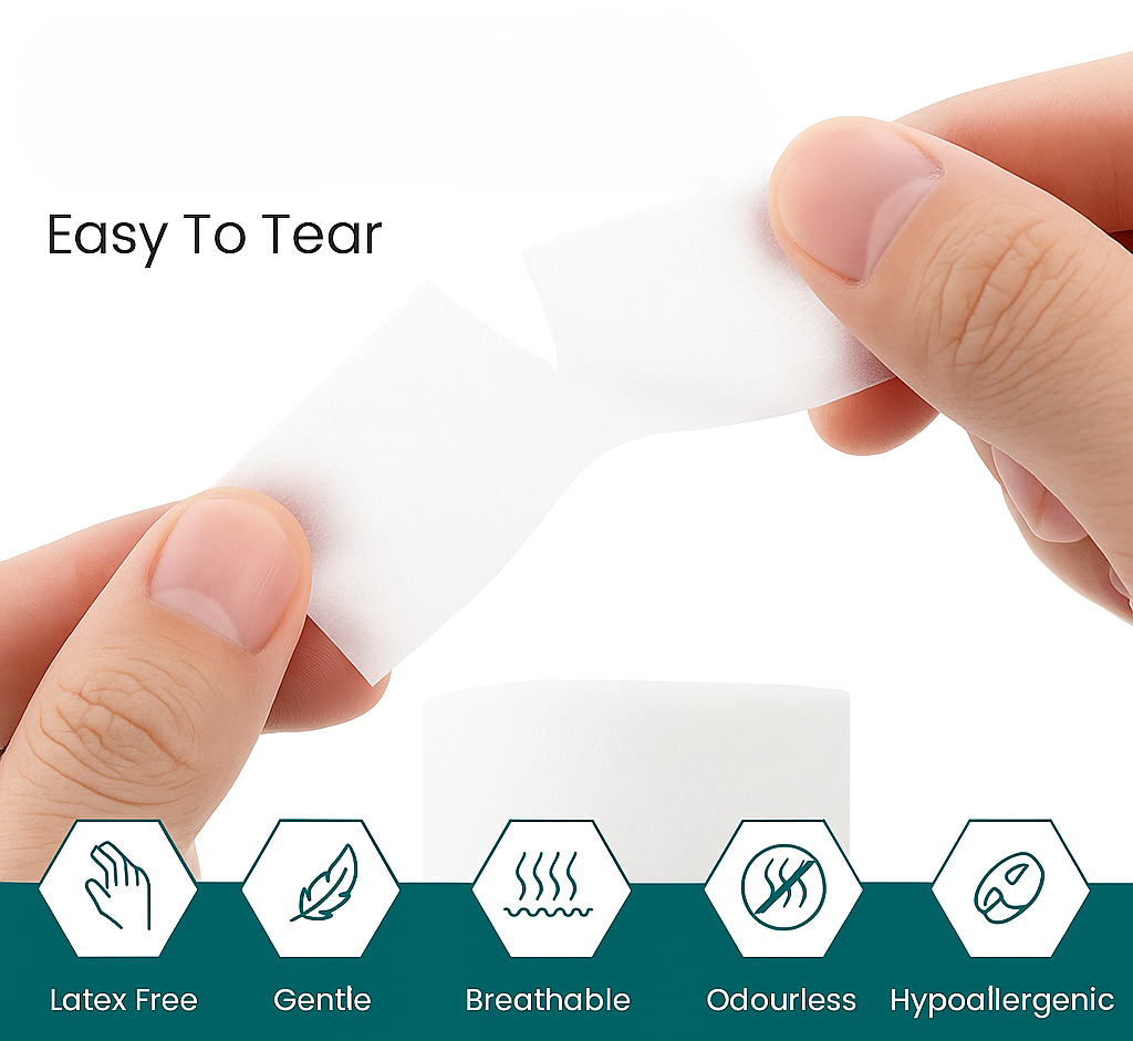 Microporous Surgical Tape 2.5cm x 9.14m |4 Rolls Hypoallergic Surgical Tape | Medical Tape for Skin, Dressings and Face | First Aid Tape Suitable for Sensitive Skin