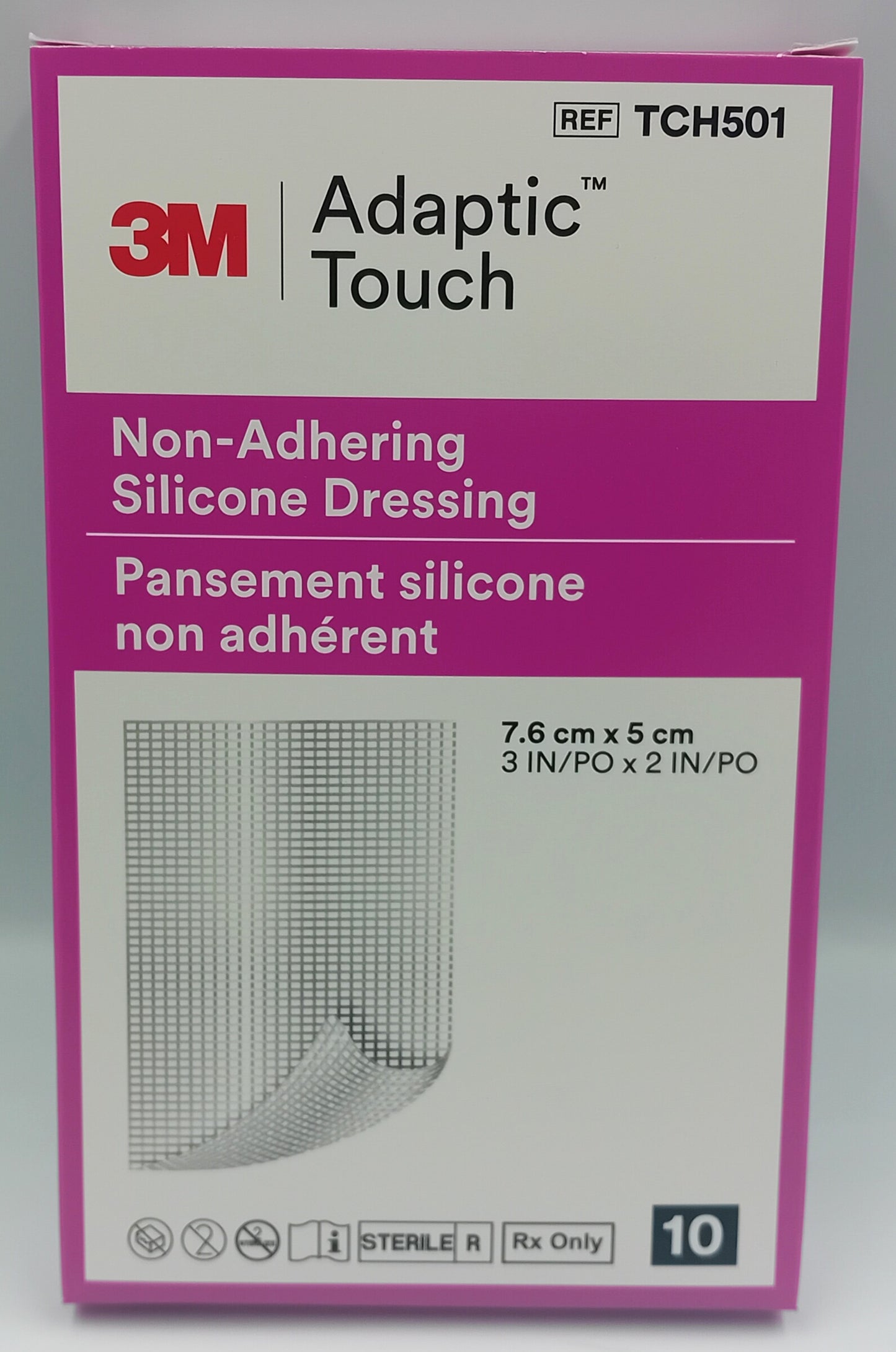 Adaptic Touch Silicone Non-Adhesive Dressings 7.6cm x 5cm - Pack of 10