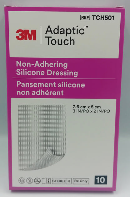 Adaptic Touch Silicone Non-Adhesive Dressings 7.6cm x 5cm - Pack of 10
