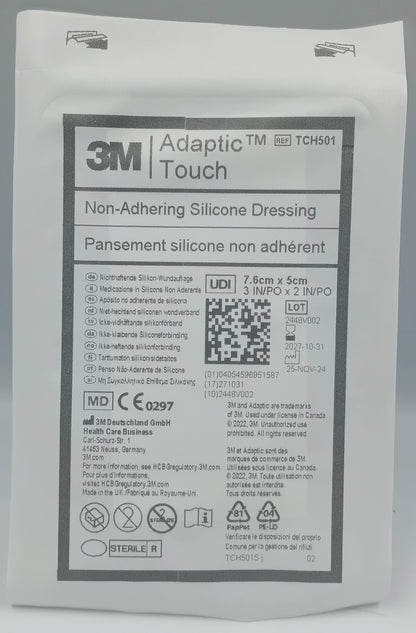 Adaptic Touch Silicone Non-Adhesive Dressings 7.6cm x 5cm - Pack of 10