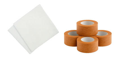 Micropore Tan Tape 2.5cm x4 + Sterile Non Woven Swabs 7.5cm x10