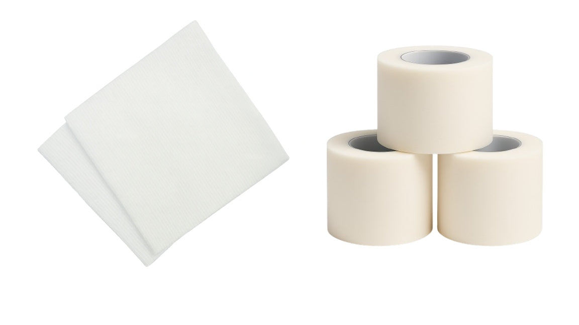 Micropore White Tape 5cm x3 + Sterile Non Woven Swabs 7.5cm x10