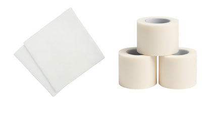 Micropore White Tape 5cm x3 + Sterile Non Woven Swabs 7.5cm x10