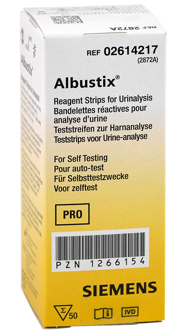 Albustix Reagent Strips for Urinalysis – Box of 50 Strips