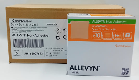 Allevyn Non-Adhesive Foam Dressings 5cm x 5cm – Box of 10 (Case of 6 Boxes / 60 Dressings)