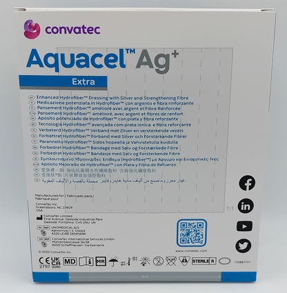 Aquacel AG+ Extra 10cm x 10cm - Box of 10 - Antimicrobial Wound Dressings