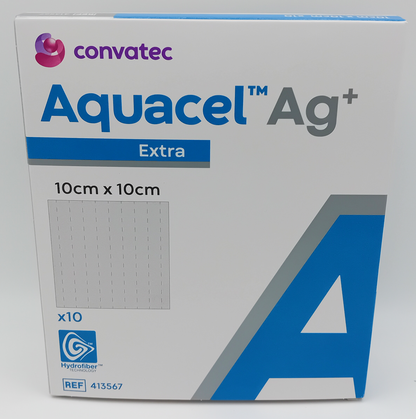Aquacel AG+ Extra 10cm x 10cm - Box of 10 - Antimicrobial Wound Dressings