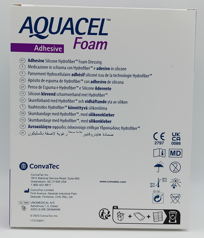 Aquacel Foam Adhesive 8cm x 8cm - Box of 10 - Sterile Wound Dressings