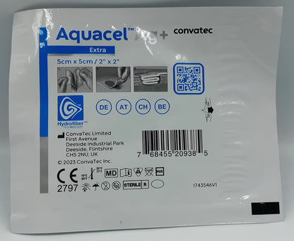 Aquacel Ag+ Extra – 5cm x 5cm – Box of 10 – Antimicrobial Silver Wound ...