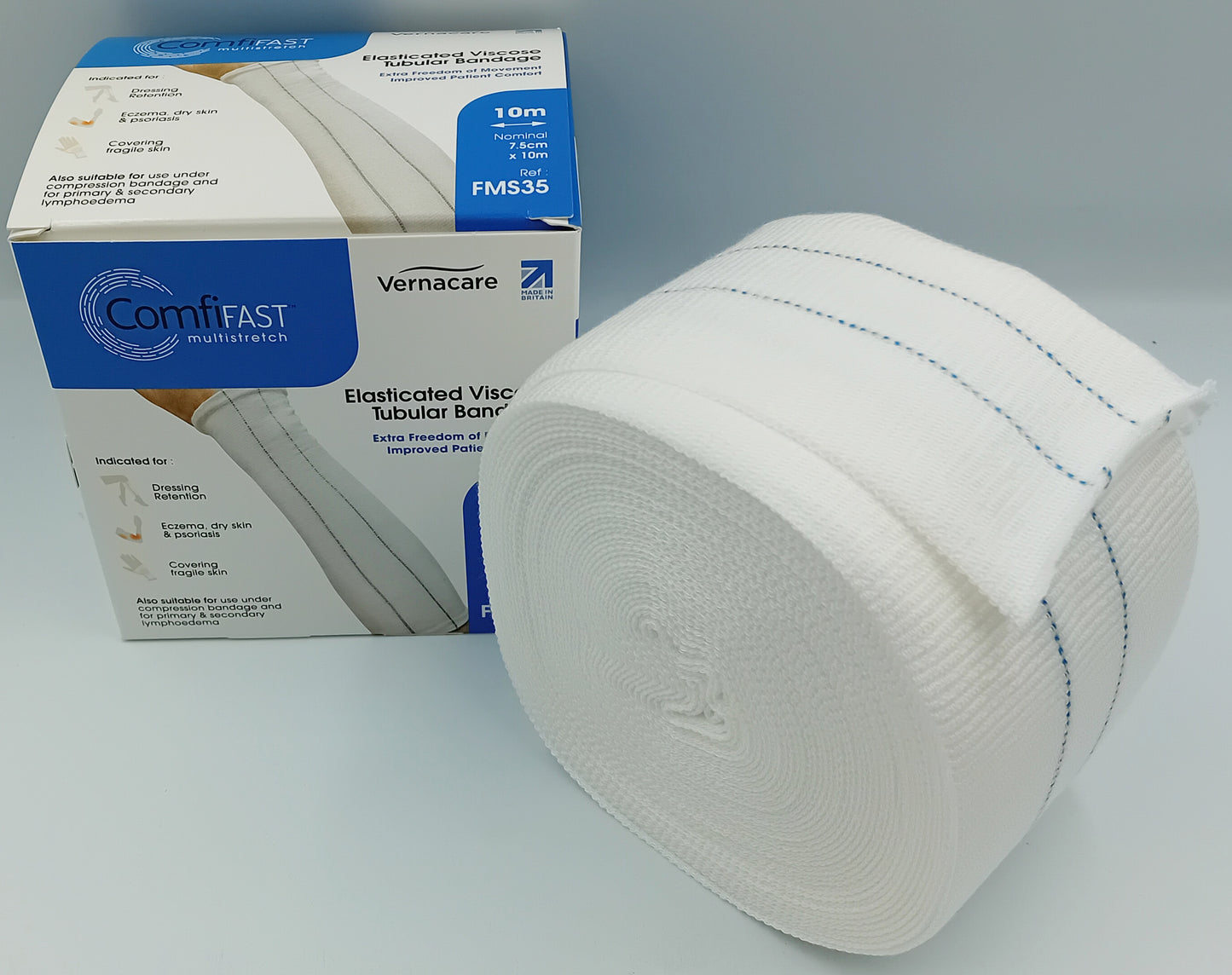 Comfifast Elasticated Viscose Tubular Bandage – Blue 7.5cm x 10m