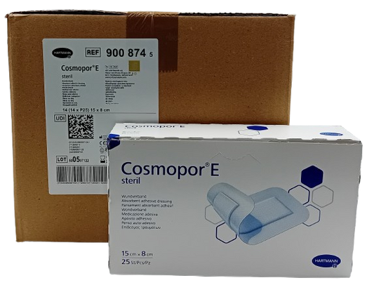 Cosmopor E Adhesive Sterile Wound Dressings 15cm x 8cm – Box of 25 (Case of 14 Boxes / 350 Dressings)