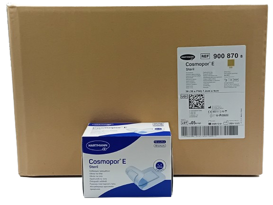 Cosmopor E Adhesive Sterile Wound Dressings 7.2cm x 5cm – Box of 50 (Case of 36 Boxes / 1,800 Dressings)