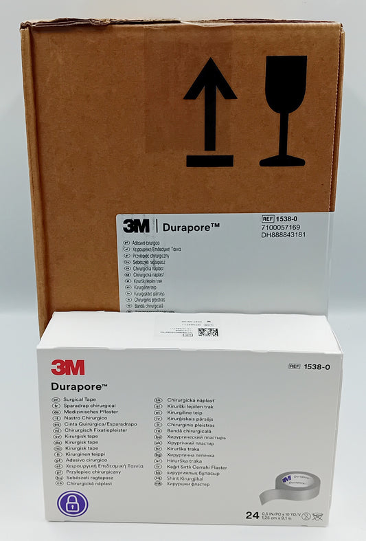 Durapore Surgical Tape – 1.25cm x 9.14m – Case of 10 Boxes (240 Rolls Total)