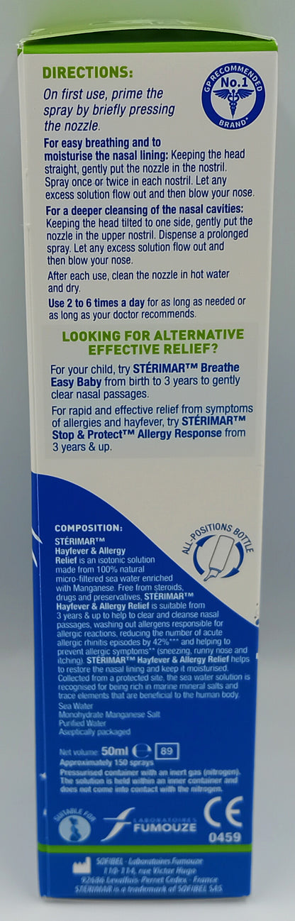 Sterimar Hayfever & Allergy Relief Nasal Spray 50ml – Natural Congestion Relief
