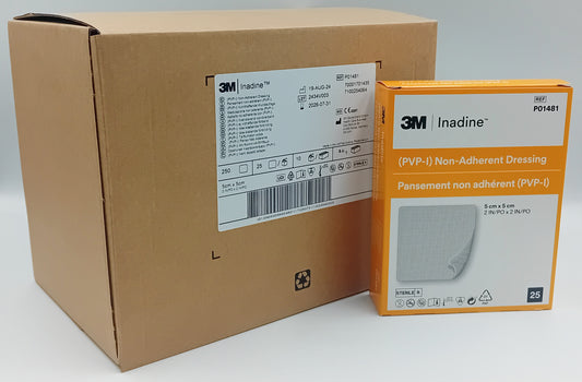 Inadine PVP-I Non-Adherent Dressing 5cm x 5cm – Box of 25 (Case of 10 Boxes / 250 Dressings)