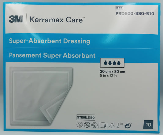 Kerramax Absorbent Dressing Pads 20cm x 30cm - Pack of 10 | Sterile Wound Care