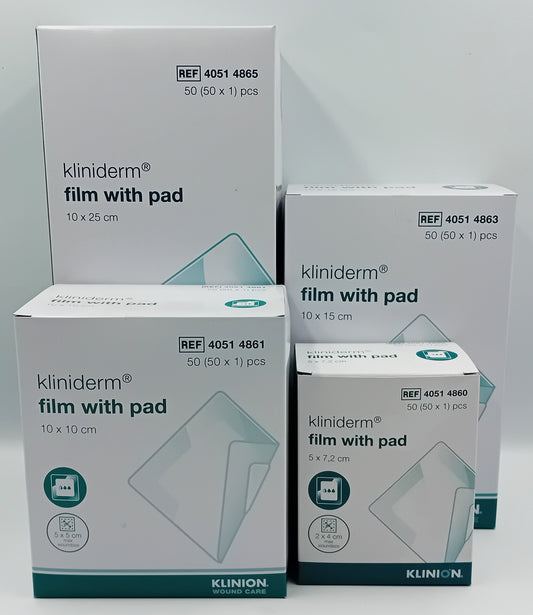 Kliniderm Film & Pad Dressings – Box of 50 (Multiple Sizes Available)