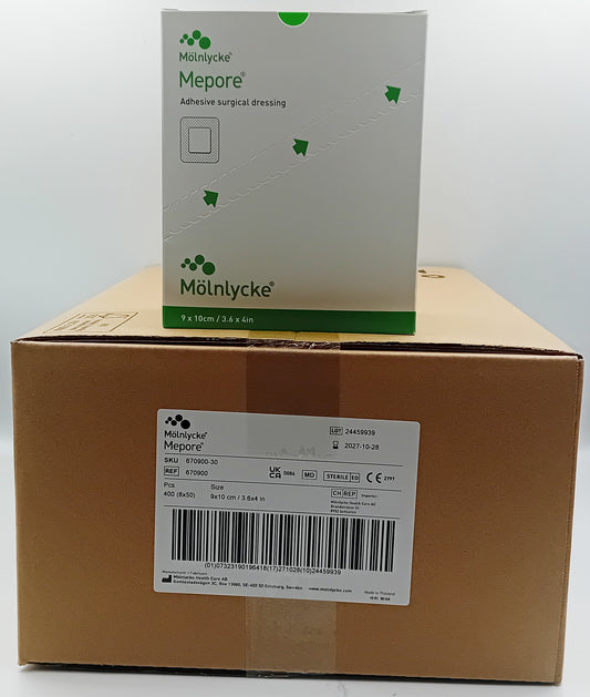Mepore Self-Adhesive Wound Dressings 9cm x 10cm – Box of 50 (Case of 8 Boxes / 400 Dressings)